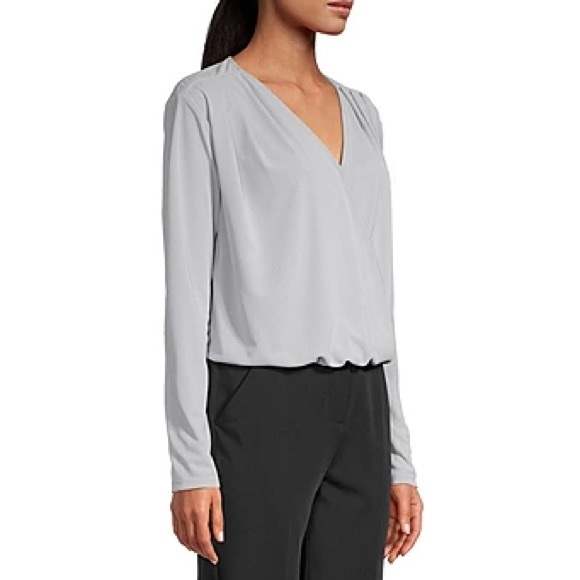 Worthington Womens V Neck Long Sleeve Wrap Shirt - Picture 2 of 8